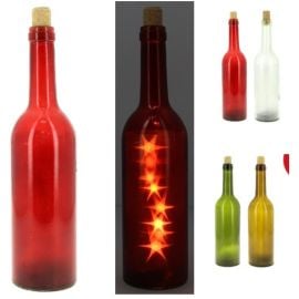 Bouteille en verre deco noel a pile 8 LED