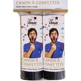 Canon à confettis papier - 11 cm - bleu, blanc, rouge - lot de 2