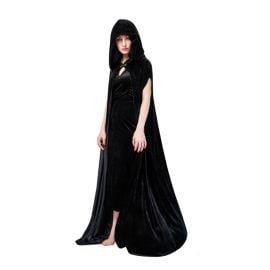 Cape velours avec capuche - noir - 150 cm