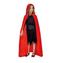 Cape velours avec capuche - rouge - 100 cm