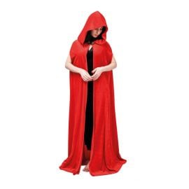 Cape velours avec capuche - rouge - 150 cm