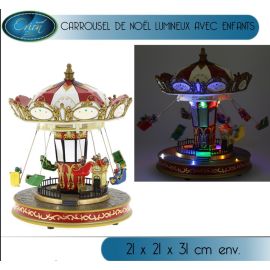 Carroussel de noel lumineux avec enfants