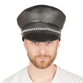 Casquette de biker avec chaine - noir face - adulte