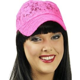 casquette - dentelle - fuchsia fluo