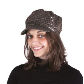 Casquette disco à sequins - noir - adulte