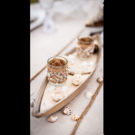 Centre de table Bateau avec Bougeoirs et Coquillages