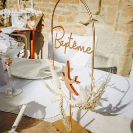 Centre de table Decoration Baptême Fleurs séchées