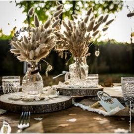 Chemin de table en vrai jute dentelle blanc 20cm, deco mariage - Badaboum