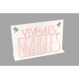 Centre de Table Vive les Mariés Rose gold avec Colombes