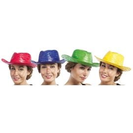 Chapeau de paille cowboy - couleur aléatoire - adulte