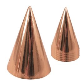 Chapeau pointu carton - rose gold - lot de 6