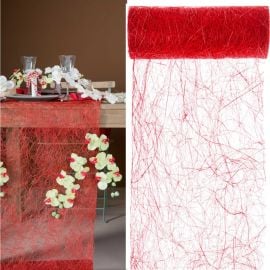 Chemin de table en abaca Rouge 30cm 