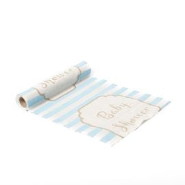 Chemin de table en lin Babyshower bleu ciel