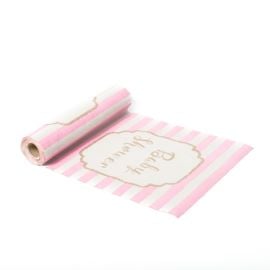 Chemin de table en lin Babyshower rose