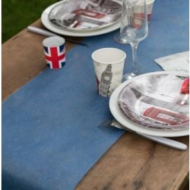 Chemin de table mariage intisse Bleu Marine 