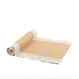 Chemin de table mariage jute Borde de dentelle