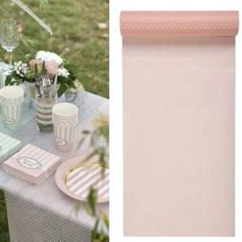 Chemin de table intisse Plumetis Rose