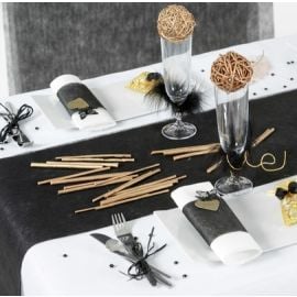 Chemin de table en tissu à rayures noires et blanches 108 - 3 pièces >  Mariage Déco Belle Nuance