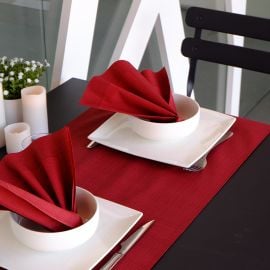 Chemin de table voie seche luxe Rouge