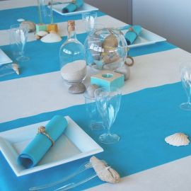 Chemin de table voie seche luxe Turquoise