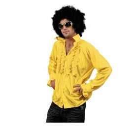 Chemise Disco a Jabot Jaune Adulte