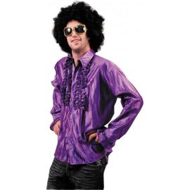 Chemise Disco a Jabot violet Adulte