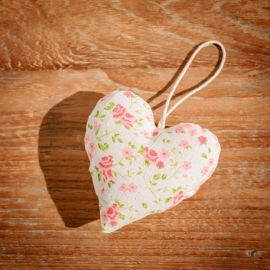 Coeur en lin Shabby a suspendre