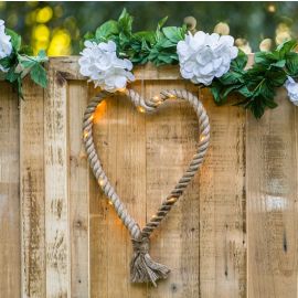 Coeur en jute en LED a suspendre