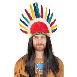 Coiffe d'indien 14 plumes - multicolore - adulte