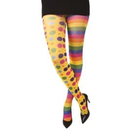 Collant de clown opaque - rayures et pois multicolores - adulte