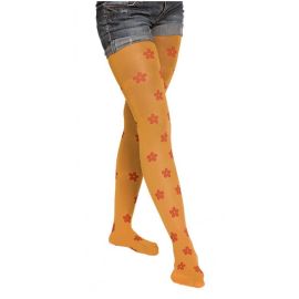 collants - petites fleurs - orange fluo - l/xl