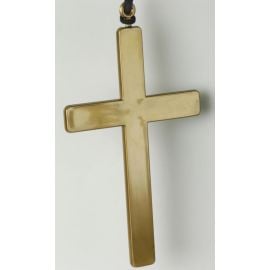 collier - croix - plastique or - 21 cm