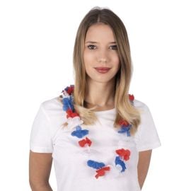 Collier hawaïen - bleu, blanc, rouge