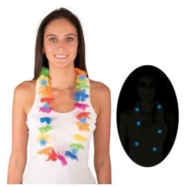 Collier hawaïen lumineux - multicolore - 50 cm