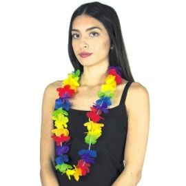 Collier Hawai fleurs multicolore