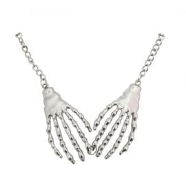 collier - mains - squelette argent