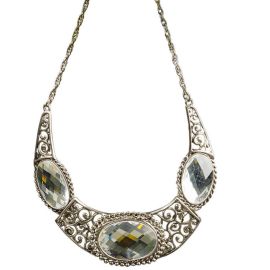 collier - reine or antique - pierres blanche