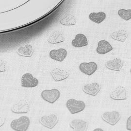 Confettis de table Just Married Blanc Argent