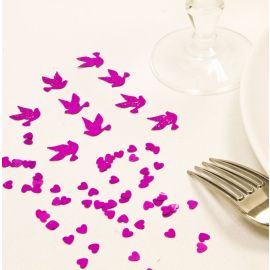 Confettis de table mariage Colombe Fuchsia
