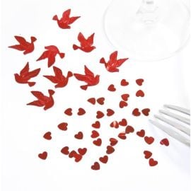 Confettis de table mariage Colombe Rouge