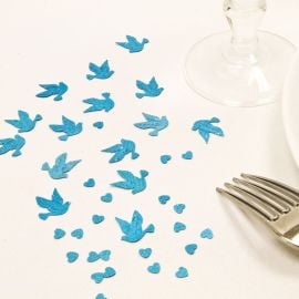 Confettis de table mariage Colombe Turquoise 