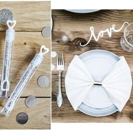 Confettis mariage rond pailleté argent et blanc