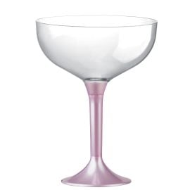 Coupe champagne en plastique avec pied Rose Nacré