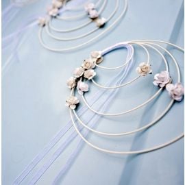 Couronne avec rose blanche Blanc Deco Voiture Mariage