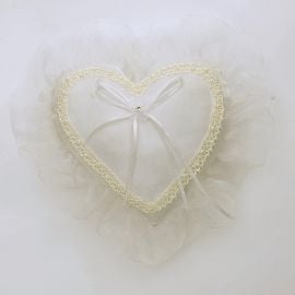 Coussin Coeur Porte Alliance Ecru