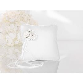 Coussin D'Alliance avec fleurs Blanche