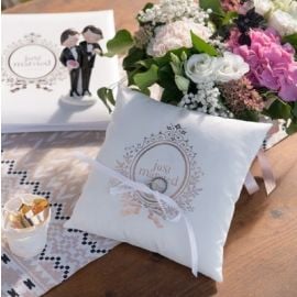 Coussin porte alliance Just Married Rose gold