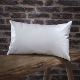 Coussin deco imitation Cuir Blanc 30x50cm