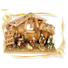 Crèche de noel avec 9 santons en résine