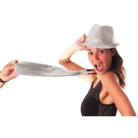 Cravate à Zip Sequin Argent